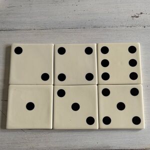 Vintage Restoration Hardware Dice Ceramic Cork Back Coaster Set of 6